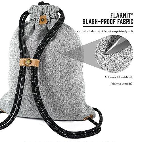 [LOCTOTE] フラックサック II - 世界一頑丈 盗難防止 引きひも付きリュック｜防刃｜ロック機能付き｜安全に持ち運び可能 フリーサイズ ヘザー グレー 