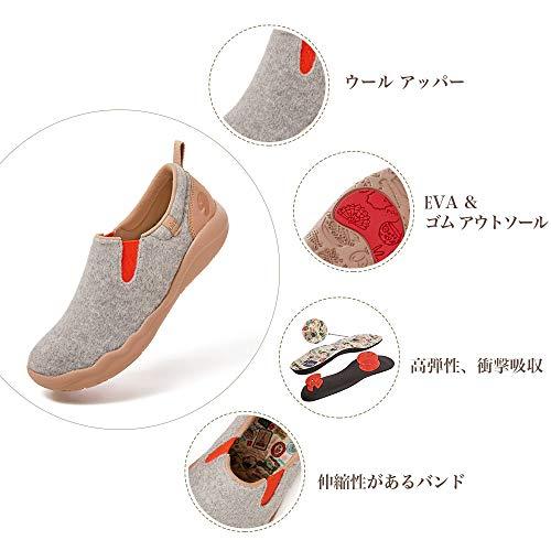 [UIN] レディース ローファー スリッポン 男女兼用 ウール フラット モカシン 厚底 デッキシューズ ウオーキング 