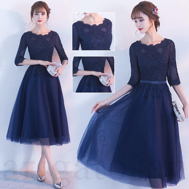 パーティードレス 結婚式 ドレス 袖あり 二次会 ウェディングドレス ミモレ丈 二次会ドレス 花嫁 パーティドレス 披露宴 お呼ばれドレス 卒業式 売れ筋ランキングも