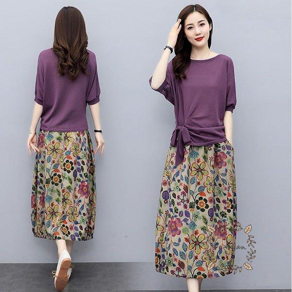 ファッション 贈り物 セットアップ レディース 夏服 カジュアル コーデ 40代 トップス 半袖 Tシャツ カットソー ロングスカート 花柄 きれいめ 大きいサイズ おしゃれ 着痩せ 通勤 Frtftbhqye Boulevardrestaurants Com