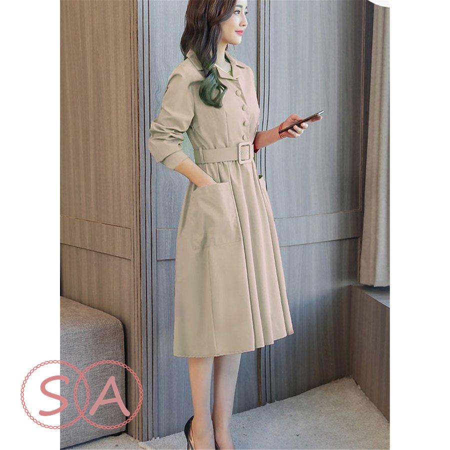 世界有名な 40代 レディース ワンピース きれいめ 新品 着痩せ 通勤 おしゃれ 韓国風 パーティードレス 大きいサイズ Aライン 無地 折り襟 膝丈ワンピース 秋冬 上品 長袖 ワンピース サイズ Xl Www Ellepiserramenti It