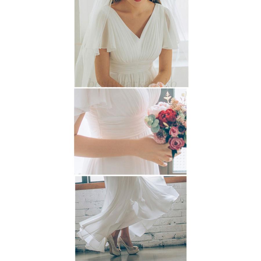 マキシワンピース ウエディングドレスシフォン 韓国風 オシャレ ゆったり 通勤 大人 上品 着痩せ 可愛い エレガント Aライン 白 ロング丈 旅行 海デートvネック Z5dress147 レーちゃん 通販 Yahoo ショッピング