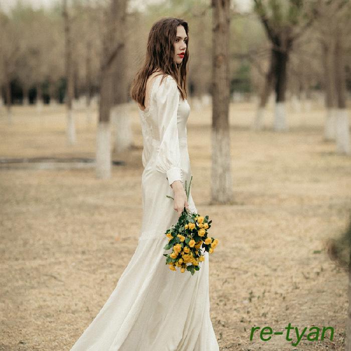 ウェディングドレスエンパイアラインスレンダーロングワンピース白撮影二次会前撮り後撮りフォトウエディング 披露宴結婚式 ガーデンフォトかわいい おしゃれ Z5dress161 レーちゃん 通販 Yahoo ショッピング