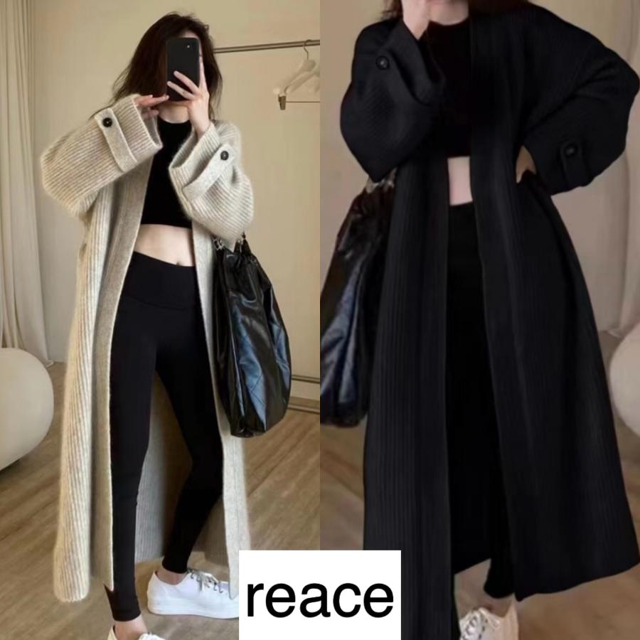 ロングカーディガン ニット ベージュ ブラック おしゃれ 海外ファッション レディース 送料無料 | 