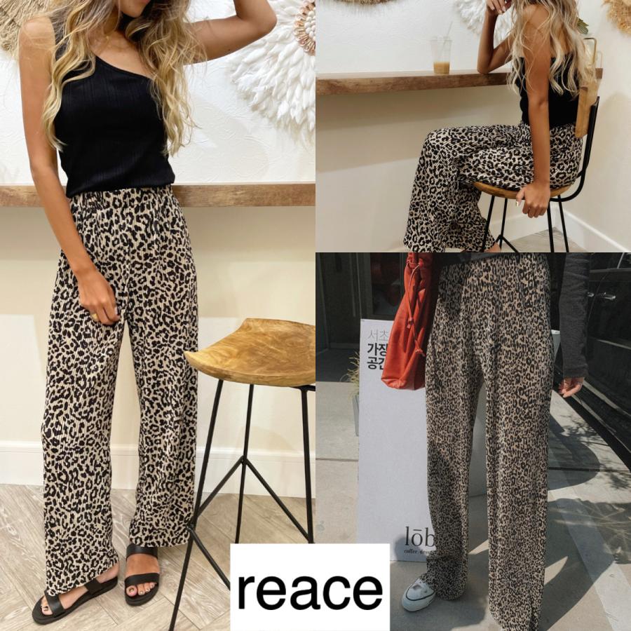 ヒョウ柄パンツ ヒョウ柄ワイドパンツ レオパード Leopard アニマル柄 ゆったり ママファッション 海外ファッション 送料無料 B012 Reace 通販 Yahoo ショッピング