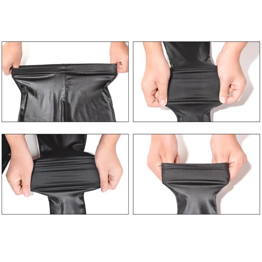 フェイクレザーレギンス 無地 レギンス 黒 シンプル レディース レザー
