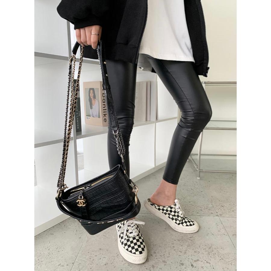 フェイクレザーレギンス 無地 レギンス 黒 シンプル レディース レザー