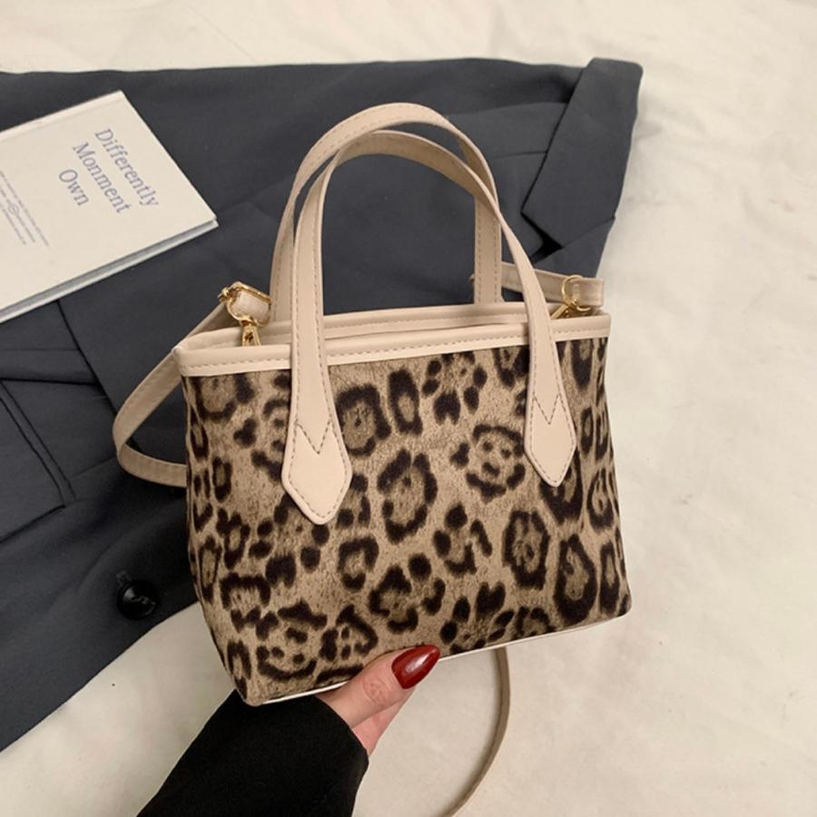 ヒョウ柄 レオパード ベージュ ブラウン バケツバッグ ハンドバッグ