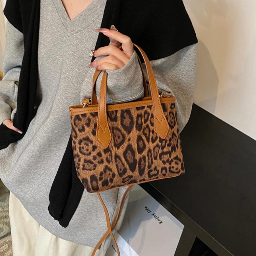 ヒョウ柄 レオパード ベージュ ブラウン バケツバッグ ハンドバッグ