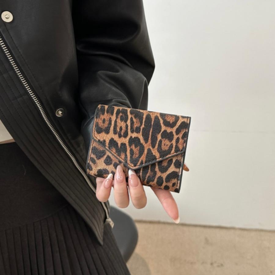 送料無料 ミニウォレット ミニ財布 ヒョウ柄 レオパード アニマル