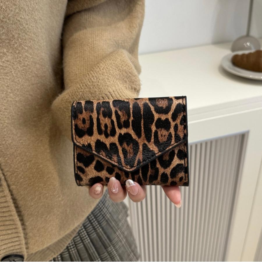 送料無料 ミニウォレット ミニ財布 ヒョウ柄 レオパード アニマル
