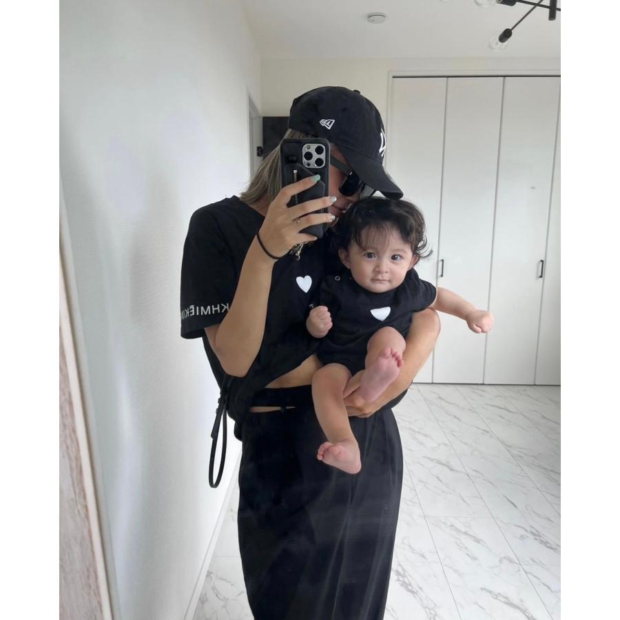 ハート ベビー キッズ 子供服 親子 リンクコーデ お揃い ロンパース 80