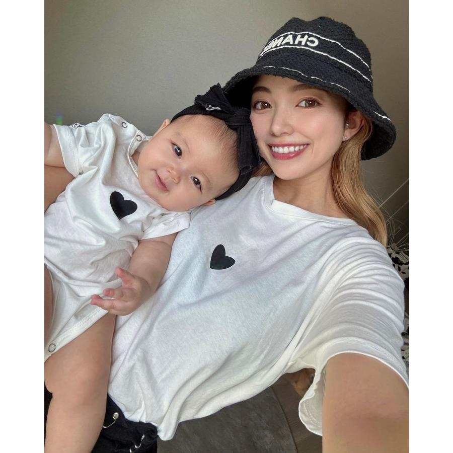 ハート ベビー キッズ 子供服 親子 リンクコーデ お揃い ロンパース 80 