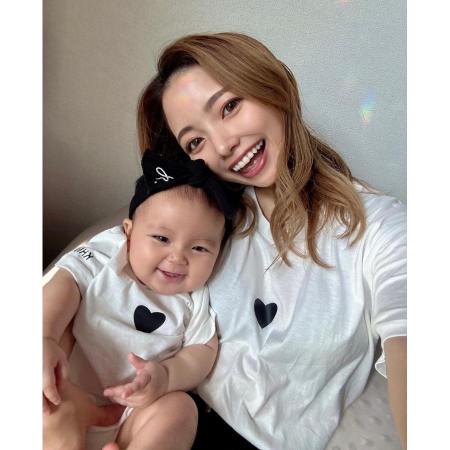 ハート ベビー キッズ 子供服 親子 リンクコーデ お揃い ロンパース 80 