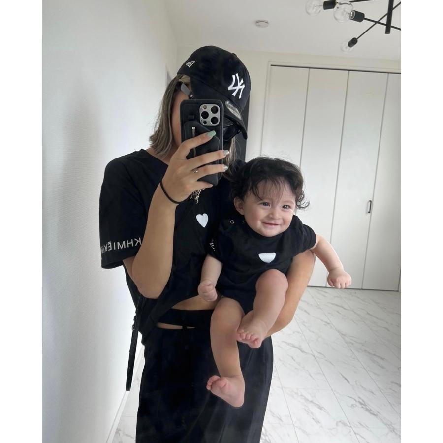 ハート ベビー キッズ 子供服 親子 リンクコーデ お揃い ロンパース 80 