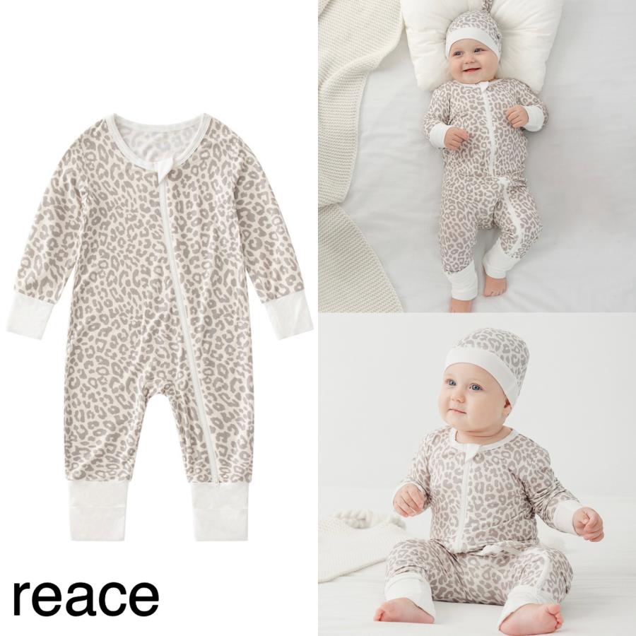 ベビー ロンパース 長袖 ファスナー 肌着 ヒョウ柄 赤ちゃん 子供服