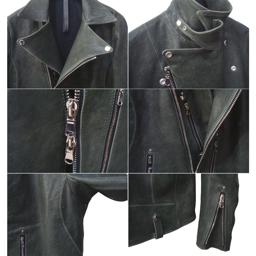 [大特価] STRUM ストラム フルタンニン ピット鞣し シュリンク ホースハイド HI-FLYER ダブルライダースジャケット GRY 【2262018725】(81510円)