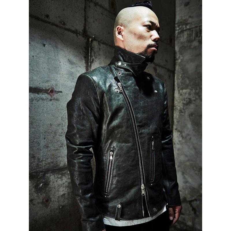 [大特価] STRUM ストラム フルタンニン ピット鞣し シュリンク ホースハイド HI-FLYER ダブルライダースジャケット GRY 【2262018725】(81510円)