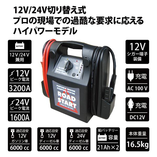 MTO 12V/24V兼用ブースターパック 対応の目安：12Vガソリン車
