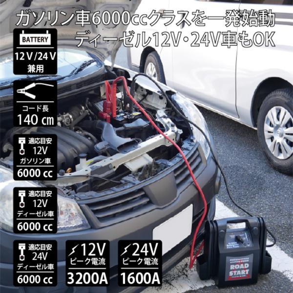 MTO 12V/24V兼用ブースターパック 対応の目安：12Vガソリン車
