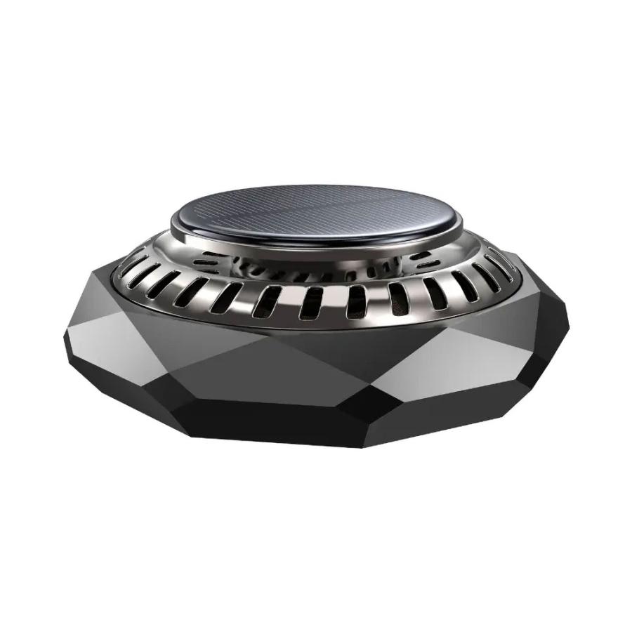 車載用芳香剤！！ R.A.C ソーラーファン アロマディフューザー 合金クリスタルカット/ブラック ※アロマオイルは付属していません | 