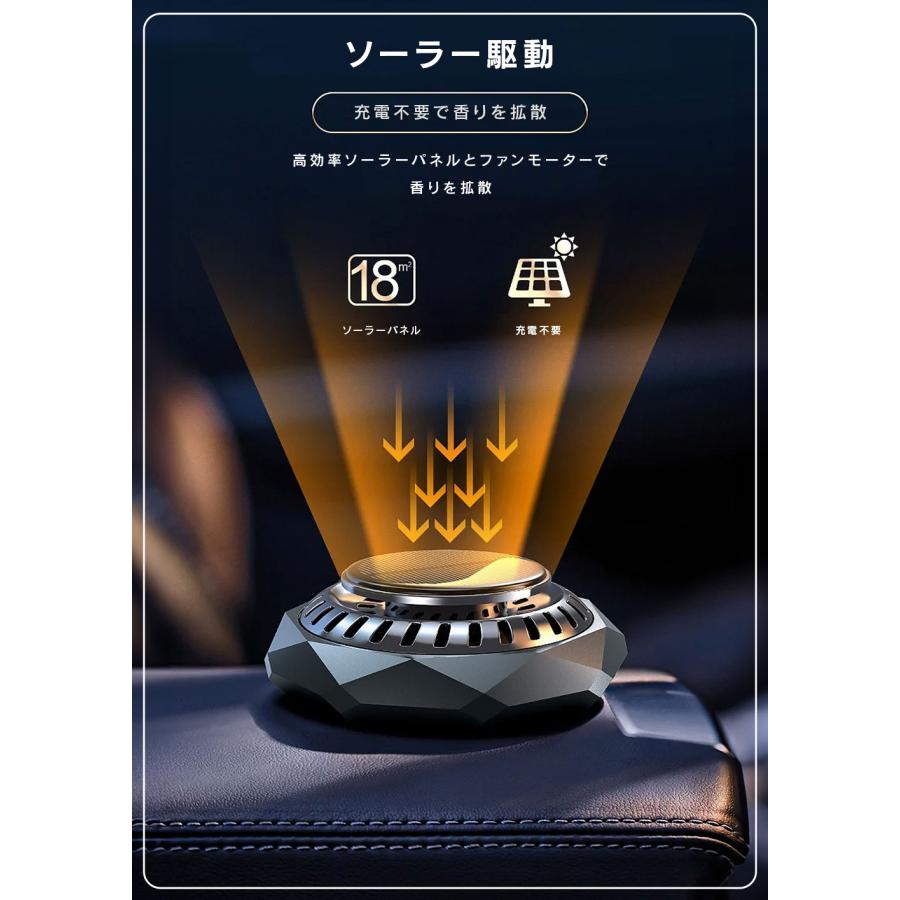 車載用芳香剤！！ R.A.C ソーラーファン アロマディフューザー 合金クリスタルカット/ブラック ※アロマオイルは付属していません |  | 10