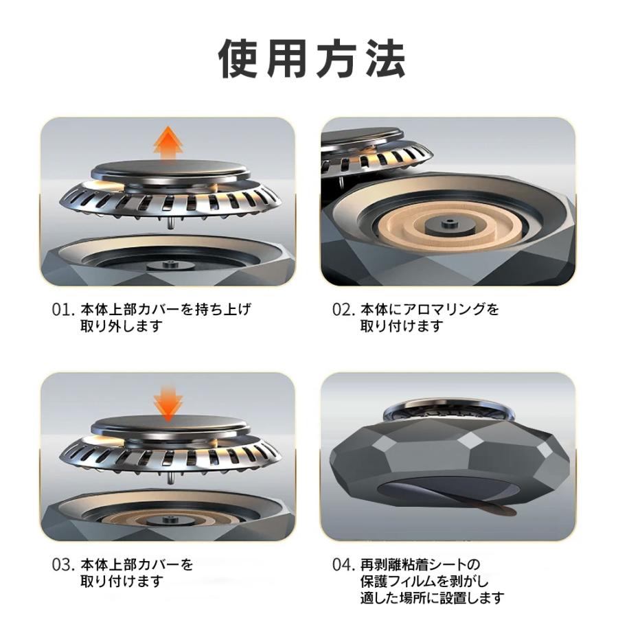 車載用芳香剤！！ R.A.C ソーラーファン アロマディフューザー 合金クリスタルカット/ブラック ※アロマオイルは付属していません |  | 06