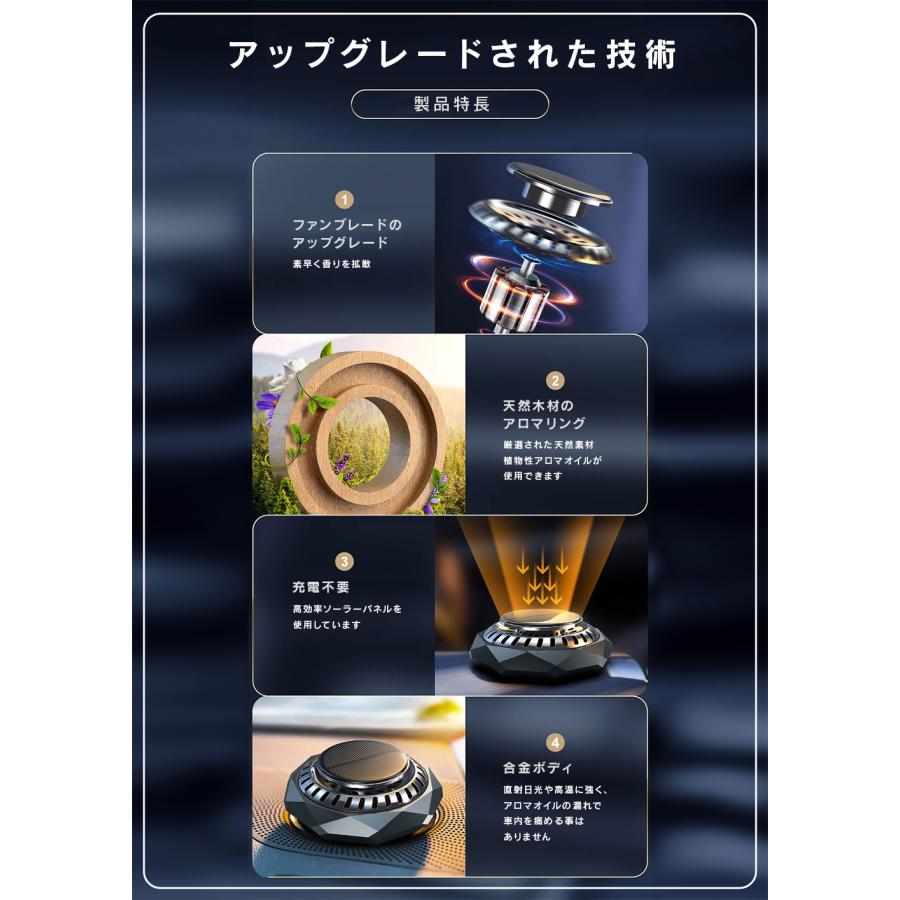 車載用芳香剤！！ R.A.C ソーラーファン アロマディフューザー 合金クリスタルカット/ブラック ※アロマオイルは付属していません |  | 09