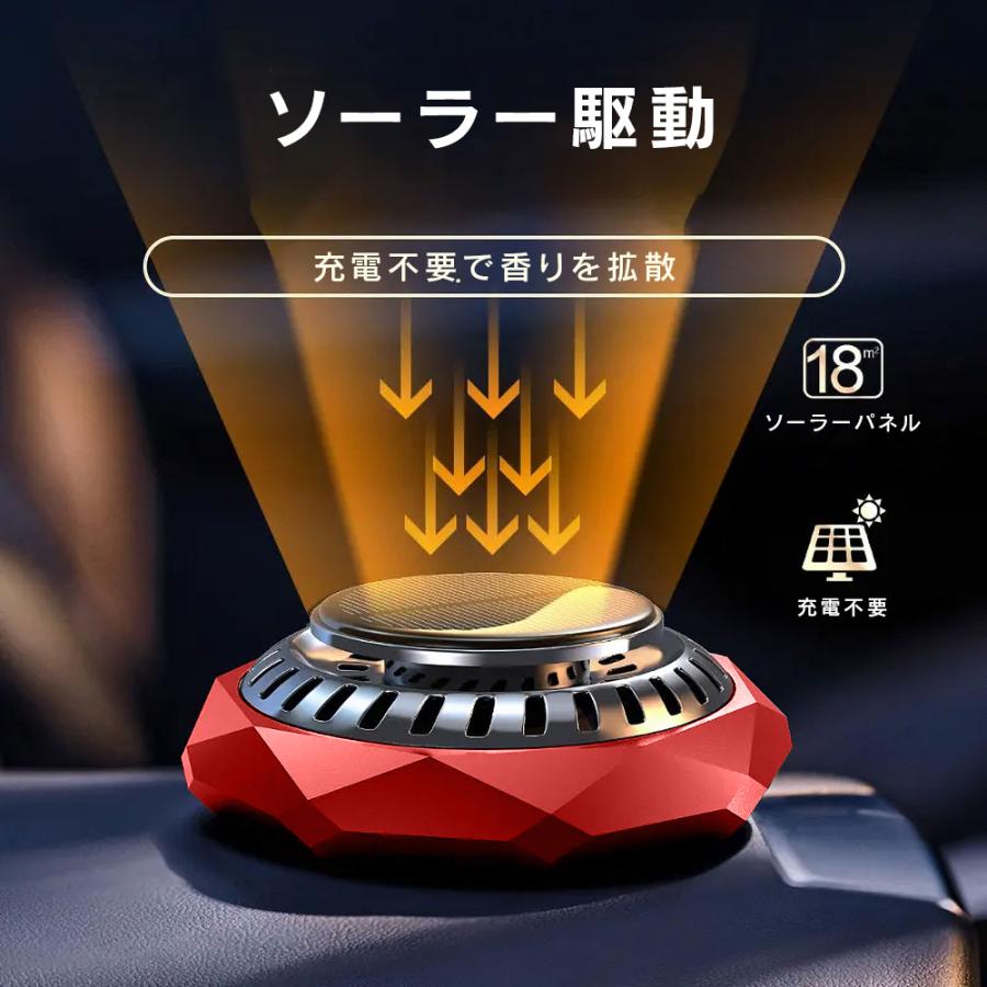 車載用芳香剤！！ R.A.C ソーラーファン アロマディフューザー 合金クリスタルカット/レッド ※アロマオイルは付属していません |  | 02
