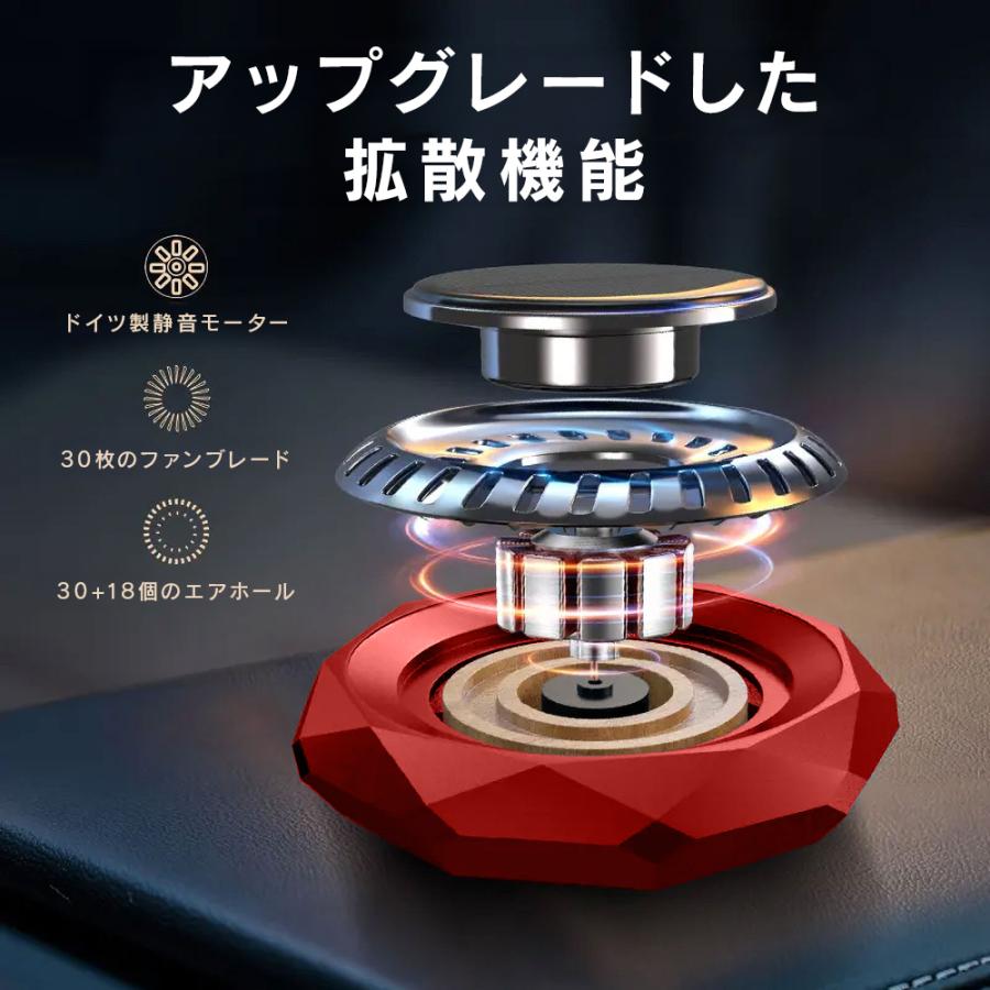 車載用芳香剤！！ R.A.C ソーラーファン アロマディフューザー 合金クリスタルカット/レッド ※アロマオイルは付属していません |  | 04