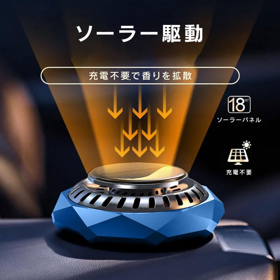 車載用芳香剤！！ R.A.C ソーラーファン アロマディフューザー 合金クリスタルカット/ブルー ※アロマオイルは付属していません |  | 02