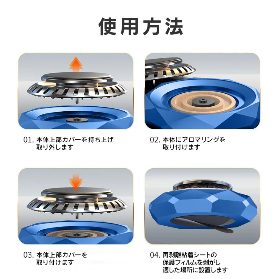 車載用芳香剤！！ R.A.C ソーラーファン アロマディフューザー 合金クリスタルカット/ブルー ※アロマオイルは付属していません |  | 06