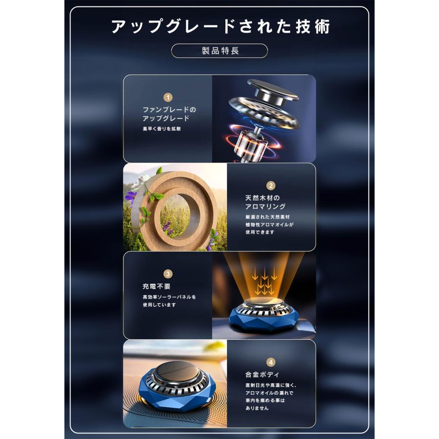 車載用芳香剤！！ R.A.C ソーラーファン アロマディフューザー 合金クリスタルカット/ブルー ※アロマオイルは付属していません |  | 09