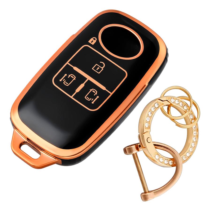 R.A.C 光沢があるオシャレなTPUスマートキーカバー ブラック/ゴールド DAIHATSU-1 ダイハツ | ダイハツ