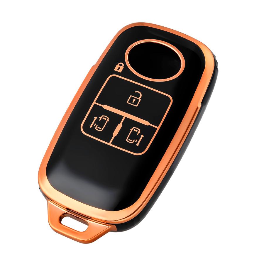 R.A.C 光沢があるオシャレなTPUスマートキーカバー ブラック/ゴールド DAIHATSU-1 ダイハツ | ダイハツ | 01