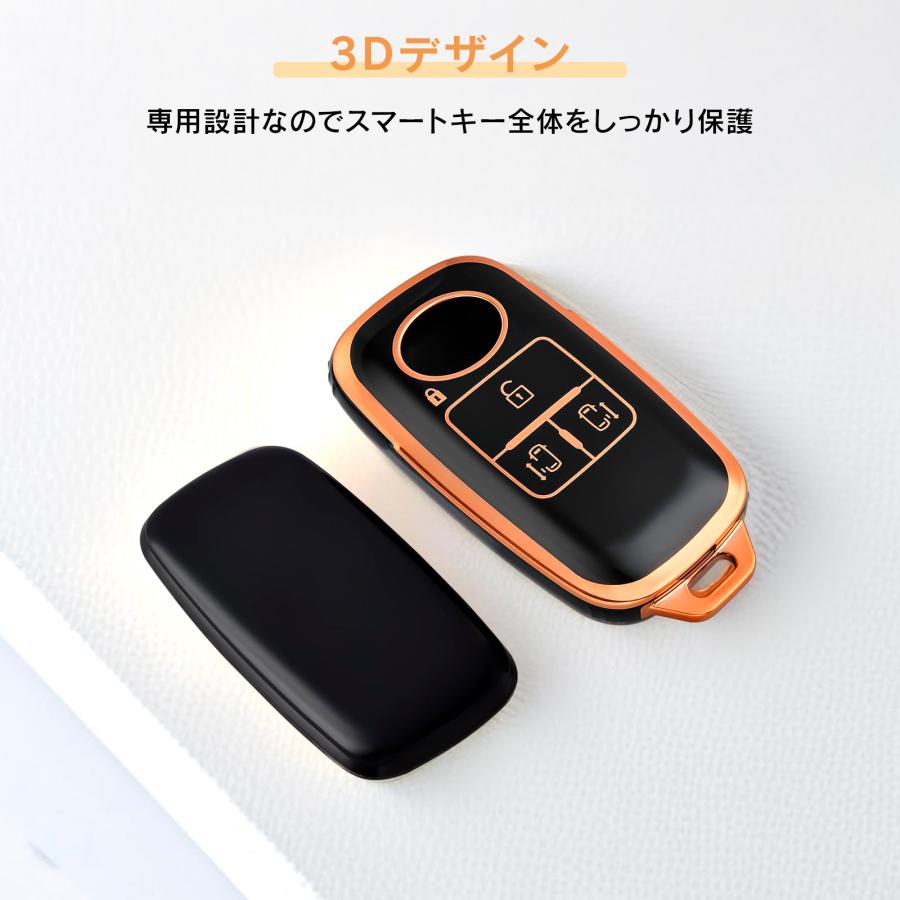 R.A.C 光沢があるオシャレなTPUスマートキーカバー ブラック/ゴールド DAIHATSU-1 ダイハツ | ダイハツ | 05