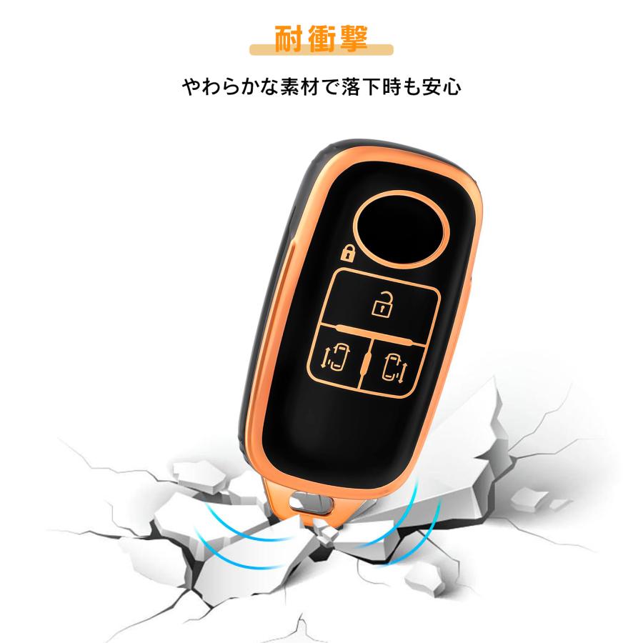 R.A.C 光沢があるオシャレなTPUスマートキーカバー ブラック/ゴールド DAIHATSU-1 ダイハツ | ダイハツ | 06