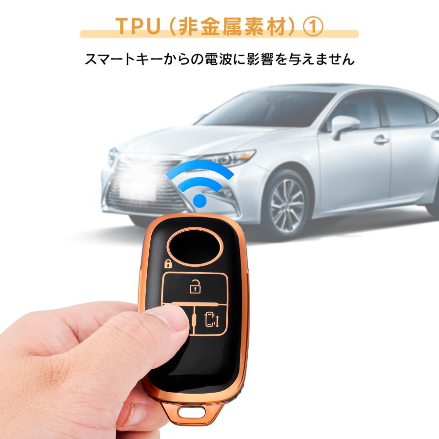 R.A.C 光沢があるオシャレなTPUスマートキーカバー ブラック/ゴールド DAIHATSU-1 ダイハツ | ダイハツ | 07
