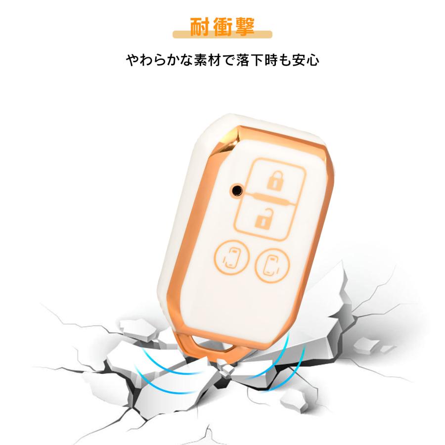 R.A.C 光沢があるオシャレなTPUスマートキーカバー ホワイト/ゴールド SUZUKI-1 スズキ | スズキ | 06
