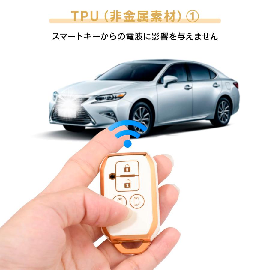 R.A.C 光沢があるオシャレなTPUスマートキーカバー ホワイト/ゴールド SUZUKI-1 スズキ | スズキ | 07