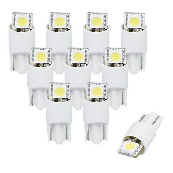 R.A.C LED W5W T10 12V5W ウェッジ 発光色 ホワイト ※片面発光 10個入り | 