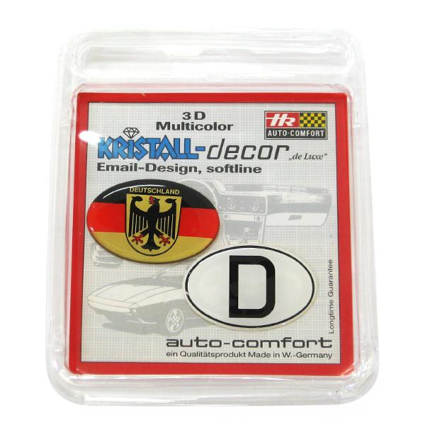 【新品/廃盤品/在庫限り】 (ドイツ Herbert Richter製） R.A.C クリスタル デコエンブレム Dマーク&フラッグ ロゴセット |  | 01