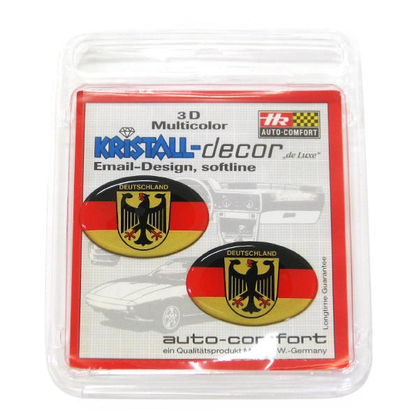 【新品/廃盤品/在庫限り】 (ドイツ Herbert Richter製） R.A.C クリスタル デコエンブレム フラッグ ロゴ 2枚セット |  | 01