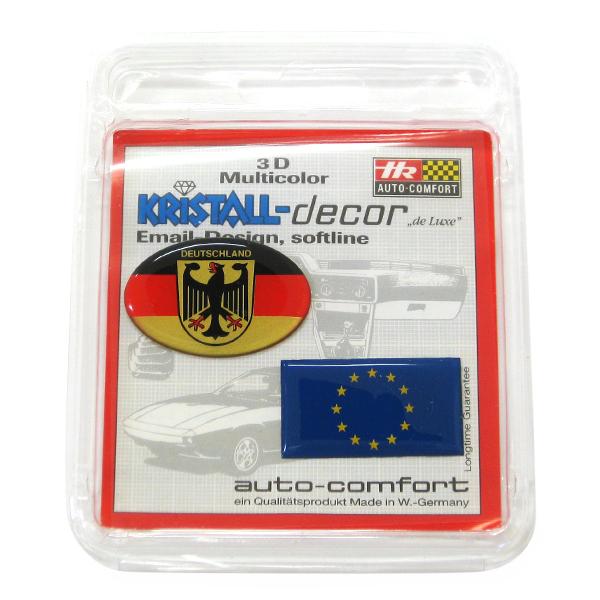 【新品/廃盤品/在庫限り】 (ドイツ Herbert Richter製） R.A.C クリスタル デコエンブレム フラッグ ロゴ&EUマークセット |  | 01