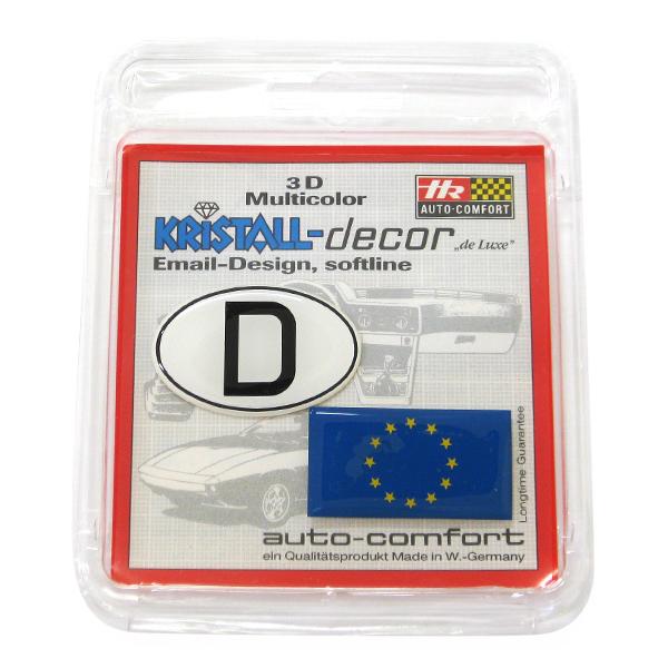 【新品/廃盤品/在庫限り】 (ドイツ Herbert Richter製） R.A.C クリスタル デコエンブレム Dマーク&EUマークセット |  | 01