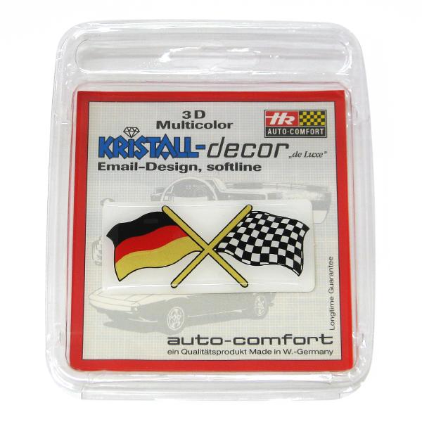 【新品/廃盤品/在庫限り】 (ドイツ Herbert Richter製） R.A.C クリスタル デコエンブレム ドイツ チェッカー フラッグ |  | 01