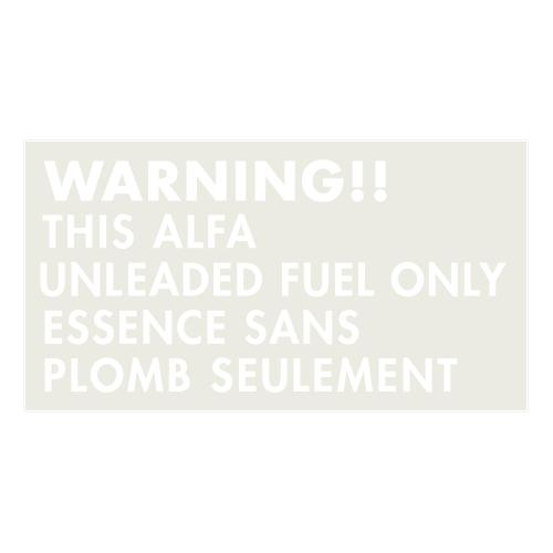 【新品/廃盤品/在庫限り】 R.A.C 給油口 ワーニング ステッカー アルファ ホワイト 1枚入り | アルファロメオ