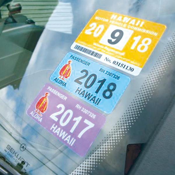 ハワイアン レジスト & パッセンジャー 登録証 レプリカ ステッカー 8月 ネイビー ホワイト グリーン HPR-008 |  | 01