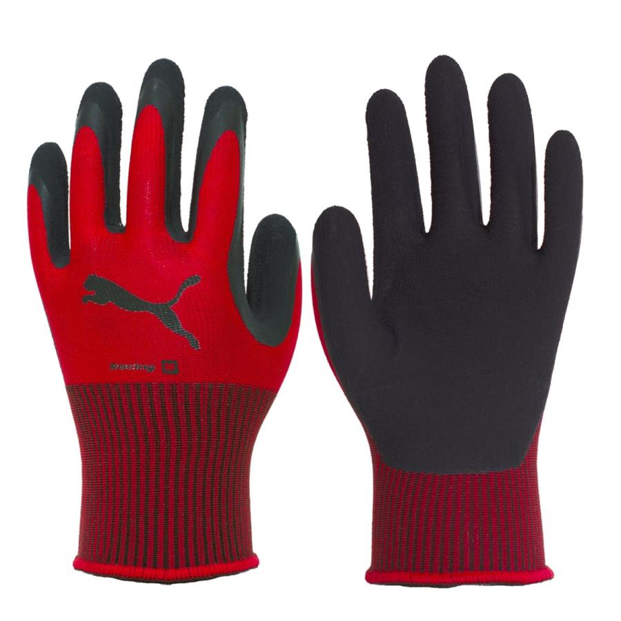 【サイズ：M】 プーマ 作業用手袋 PUMA WORK GLOVES 天然ゴムコーティング手袋 レーシング PG-1350 レッド Mサイズ 背抜き手袋 | PUMA