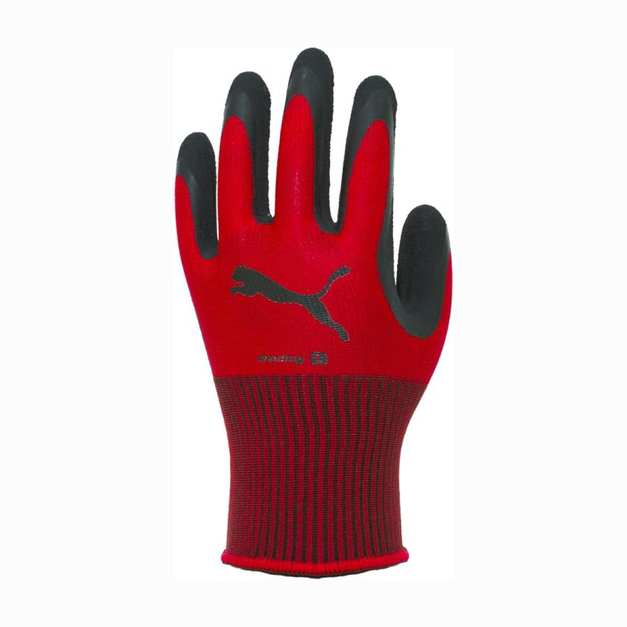 【サイズ：L】 3双セット プーマ 作業用手袋 背抜き手袋 PUMA WORK GLOVES 天然ゴムコーティング手袋 レーシング PG-1350 レッド | PUMA | 01